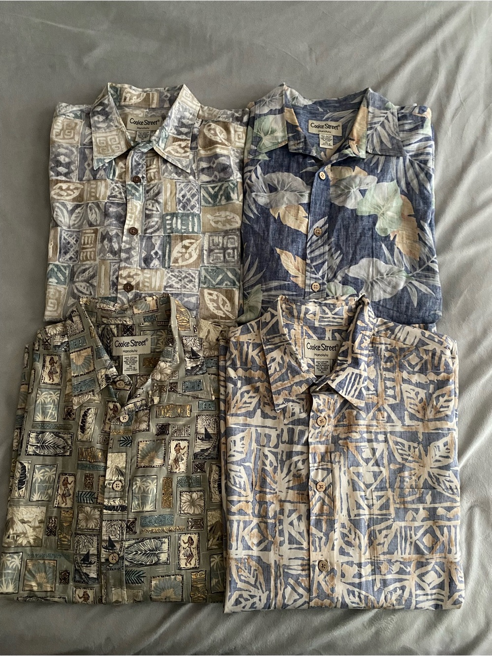 Cooke Street Shirt Mens XL Green Blue Short Sleeve Hawaiian Inside Out Tropical